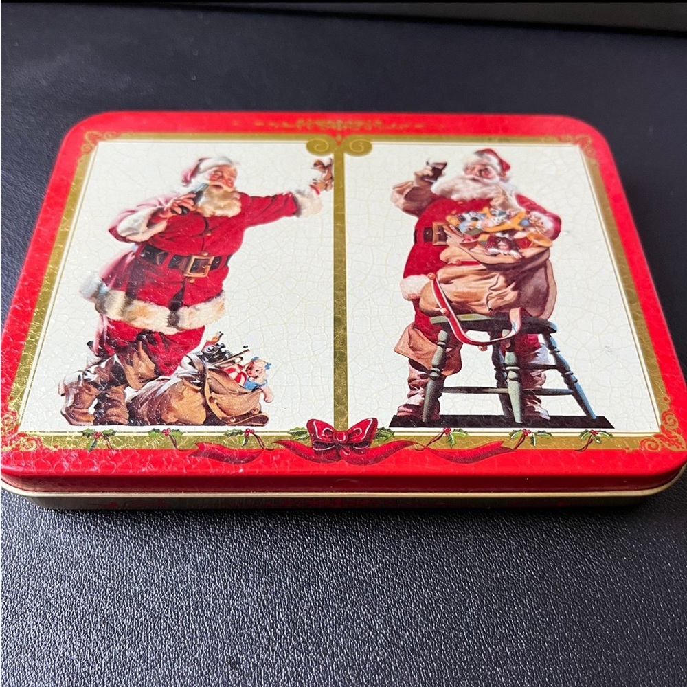 1994 Coca Cola Nostalgic Santa Playing Cards Collectible Tin 2 Set